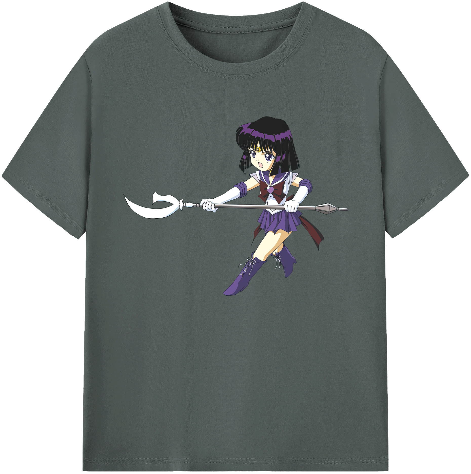 （画像用） 美少女戦士セーラームーン 土萠ほたる Sailor Moon Tomoe Hotaru （セーラーサターン；Sailor Saturn） 綿100％ メンズ半袖Tシャツ｜肌触りやわらか＆通気性